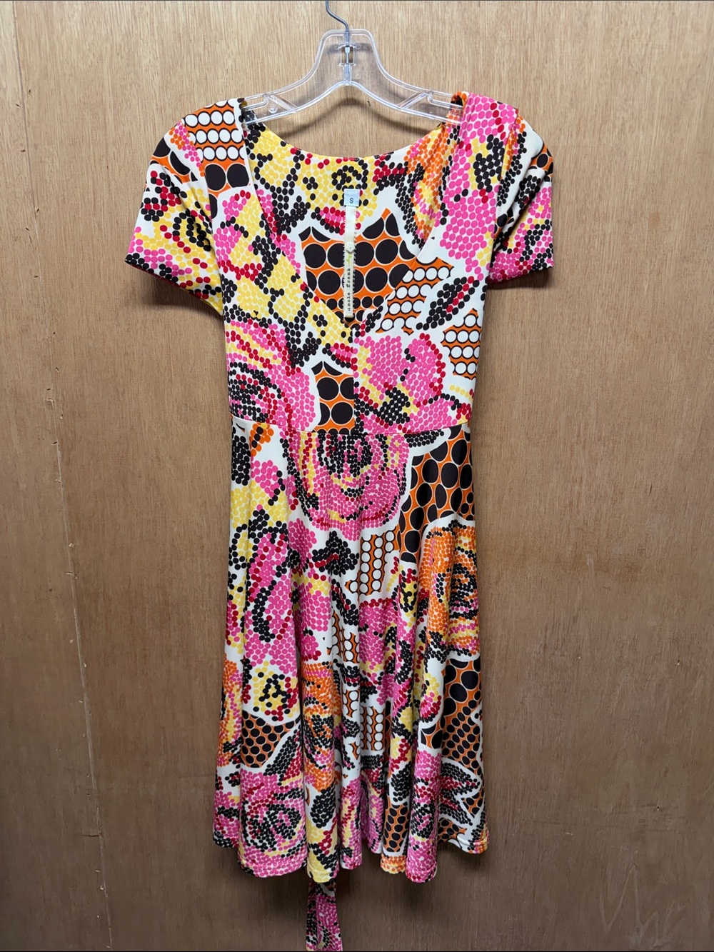 Uncle Frank Bold dot Print Midi Dress in Pink and Orange